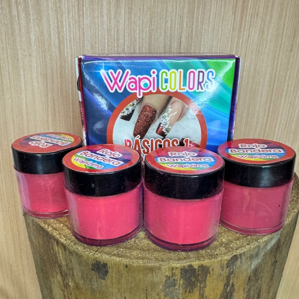 WapiColors dip power nail Basic1 roja bandera ..acrylic nail dip power